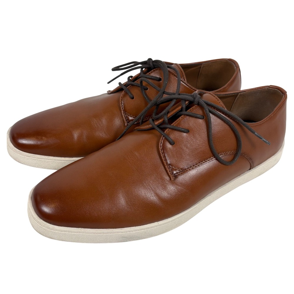 Alfani Caidwell Dress Sneakers 10.5M Brown‎ Cognac Memory Foam Hybrid Derby